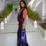 European Women's Sexy Backless : Printed Dress