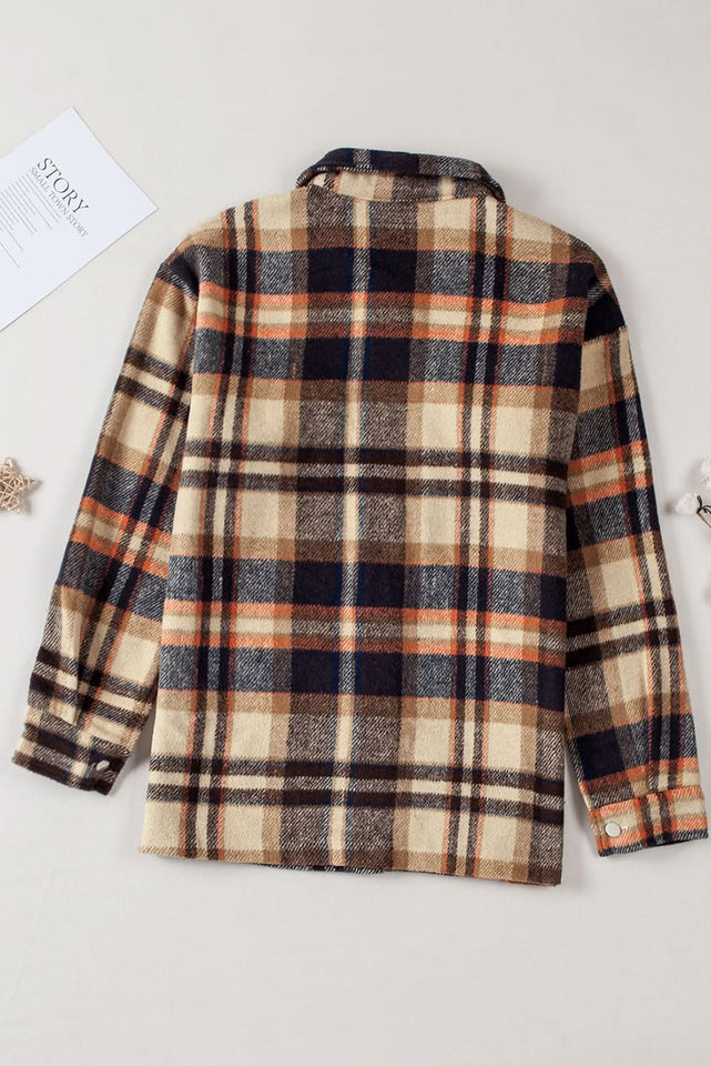 Multicolor Plaid Casual Button Up Flannel Shacket Anytime