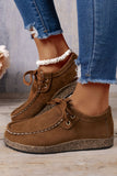 Coffee Suede Lace Up Casual Shoes For Everyday Style