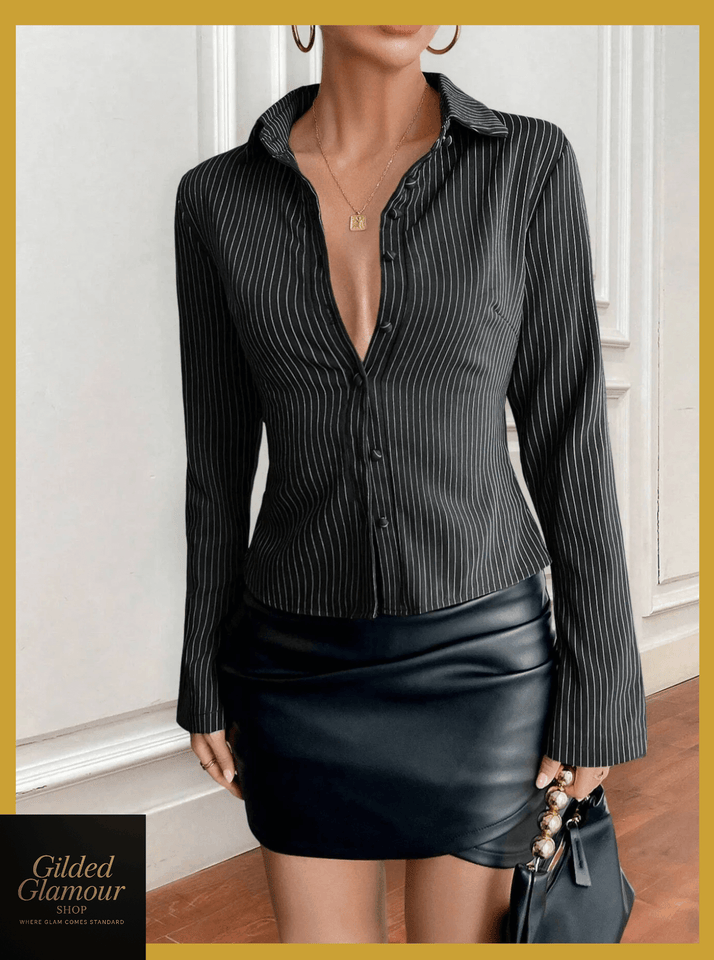 Striped Button Up Long Sleeve Shirt