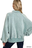 Zenana Acid Wash Fleece Collared Sweatshirt Cozy Everyday