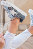 Shiny Silver Sequin Star Patch Lace Up Shoes For Night Out