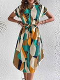 Stylish Tie Waist : Short Sleeve Dress