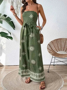 Stylish Printed Wide : Leg Tube Jumpsuit