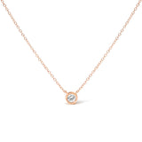 10K White Gold 1/10 Carat Round Brilliant-Cut Diamond Modern Bezel-Set Solitaire 16"-18" Pendant Necklace (H-I Color, SI2-I1 Clarity)