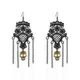 Halloween Lace Skull Necklace : Earrings Jewelry Set