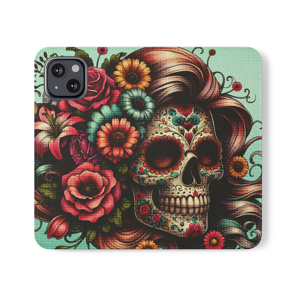 Sugar Skull Flip Wallet Phone Case