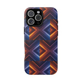 Stylish Tough Phone Case With Blue & Orange Abstract Design