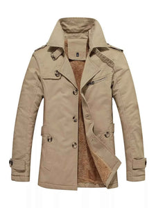 Men's Plus Size Button Up Long Sleeve Coat