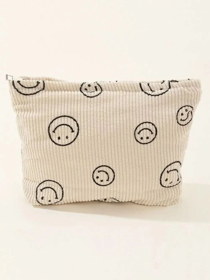 Zenana Corduroy Smile Clutch Bag With Pinstripe Print