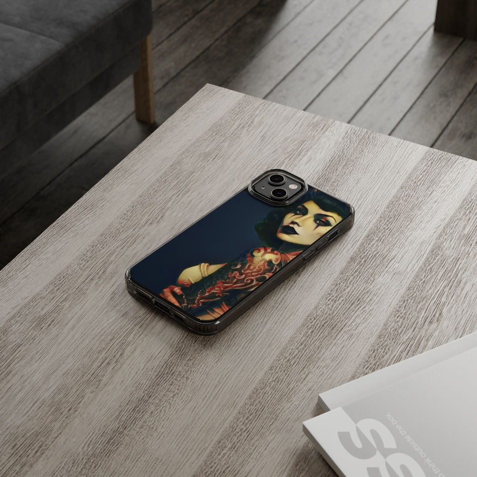 Gothic Devilish Tattooed Beauty Clear Phone Case