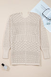 Jet Stream Mix Pattern Hollow Knit Open Front Cardigan