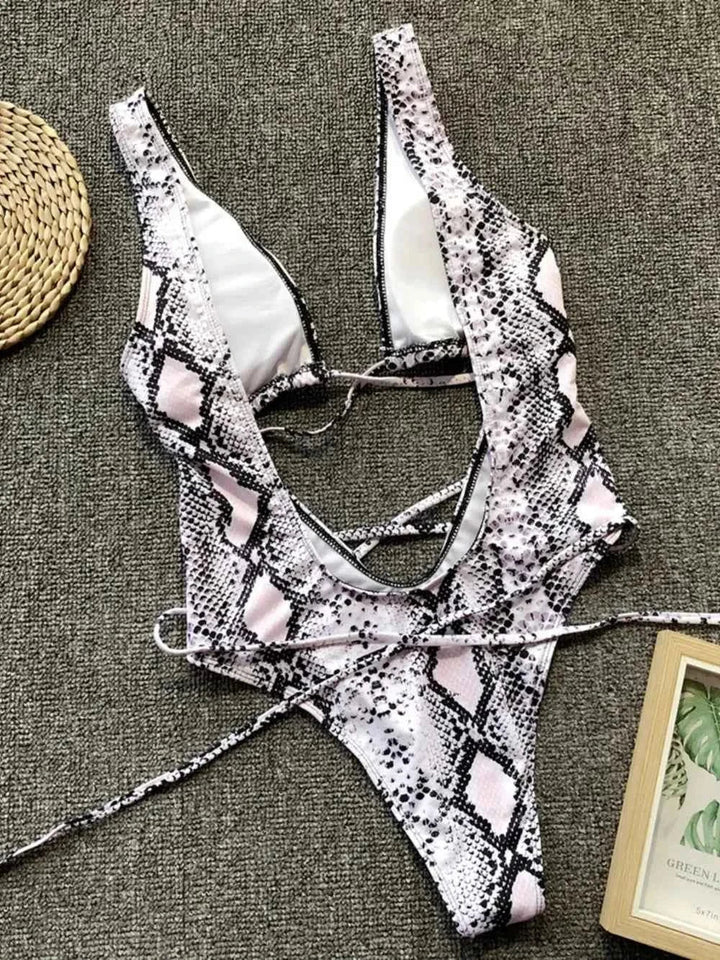 Lace-Up Backless : One-Piece Swimwear