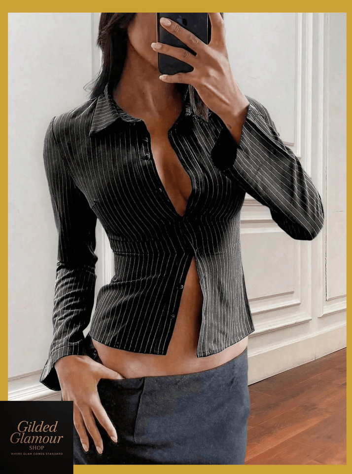 Striped Button Up Long Sleeve Shirt