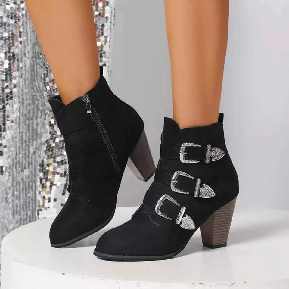 Trendy Ankle Boots : With Sliver Buttons