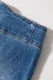Sail Blue High Waist Jeans With Button Fly And Raw Hem