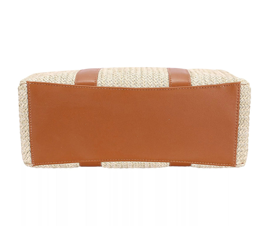David Jones Square Woven Tote Handbag Boho Chic Accessory
