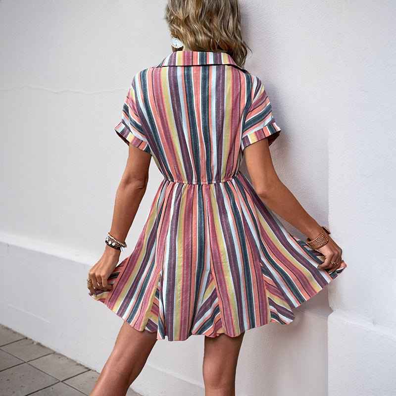 European Chic Euro Ruffle : Striped Dress