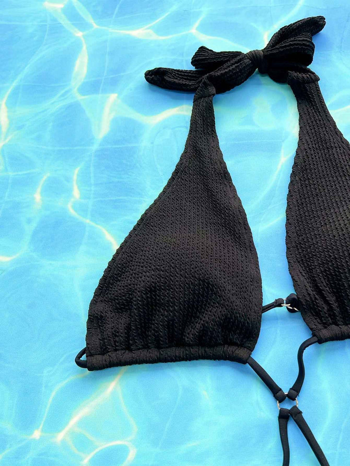 Halter Neck Side Tie : One-Piece Swimsuit