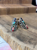 925 Sterling Silver 7 Chakra Ring – Natural Gemstones, Long Healing Ring, Anillo de plata 925 7 chakras - Wear with style