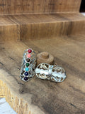 925 Sterling Silver 7 Chakra Ring – Natural Gemstones, Long Healing Ring, Anillo de plata 925 7 chakras - Wear with style