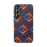 Stylish Tough Phone Case With Blue & Orange Abstract Design