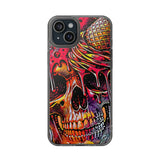 Neon Ice Cream Skull Clear Phone Case