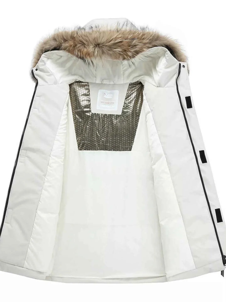 Men's Full Size Fur Hooded Winter Parka Coat Plus Size