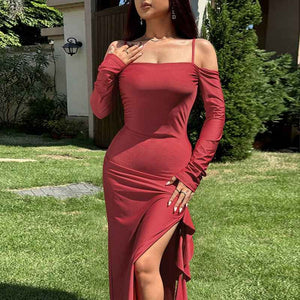 One Shoulder Dress : With Slit Dress