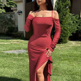 One Shoulder Dress : With Slit Dress