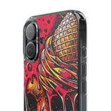 Neon Ice Cream Skull Clear Phone Case