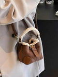 Fuzzy Trim Bucket : Crossbody Bag