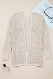 Jet Stream Mix Pattern Hollow Knit Open Front Cardigan