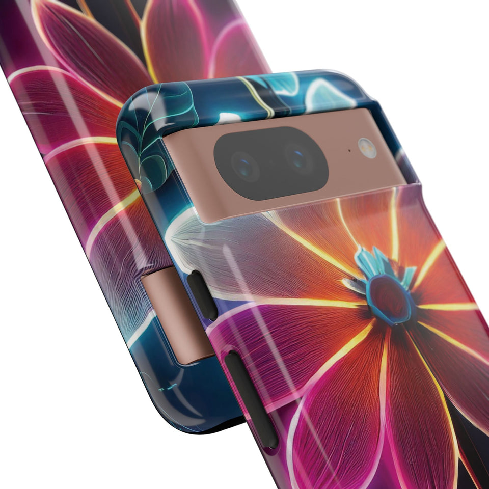 Vibrant Neon Flowers Tough Phone Case