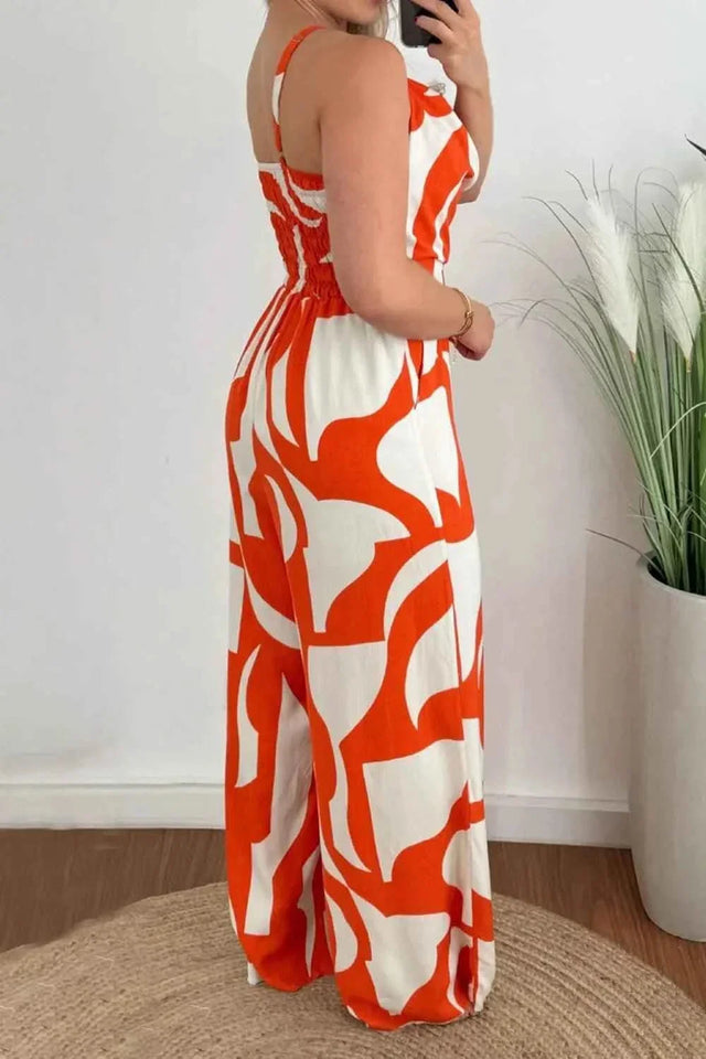 Two-Tone Spaghetti Strap : Wide Leg Jumpsuit