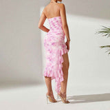 European Sexy Slit : Strapless Dress