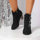 Trendy Ankle Boots : With Sliver Buttons