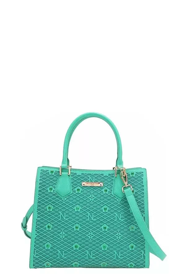 Nicole Lee USA Structured Tote Bag Monogram Print Pattern