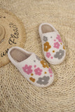 White Floral Fuzzy Winter Slippers With Cloudlike Comfort