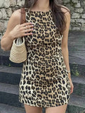 Leopard Print Sleeveless : Mini Dress
