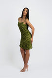 Aliana Silk Leopard Imprint Slip Dress