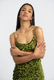 Aliana Silk Leopard Imprint Slip Dress