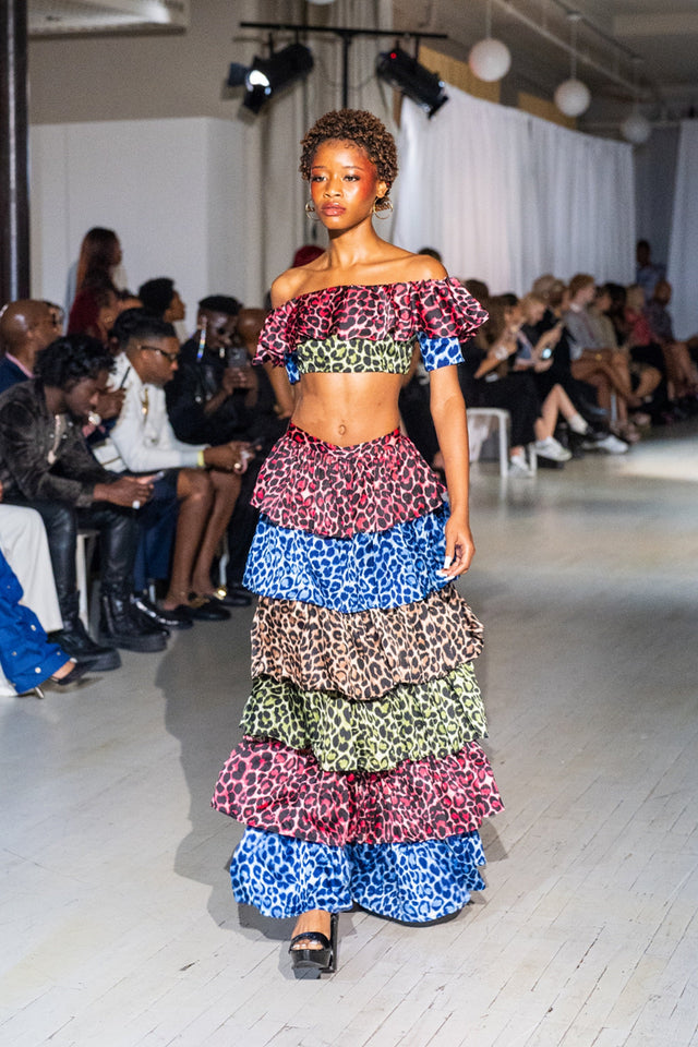Ana Ruffled Cheetah Print Skirt Set