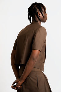 André Espresso Cropped Suit Set