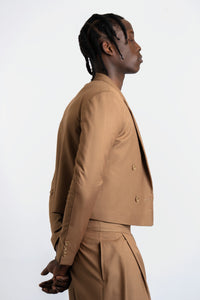 Bastien Tan Cropped Suit Set