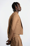 Bastien Tan Cropped Suit Set