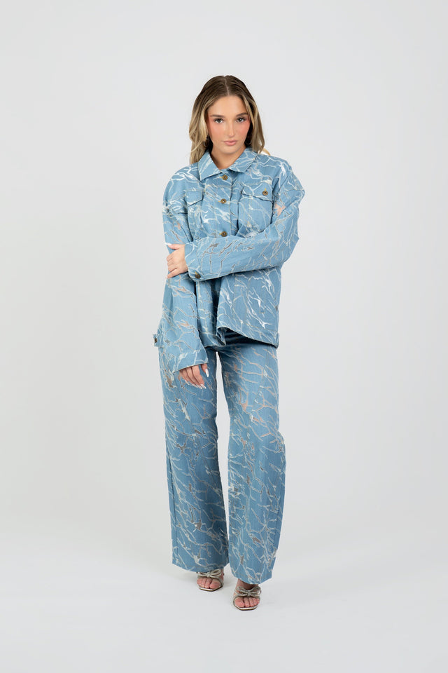 Blair Transparent Marbled Denim Jacket