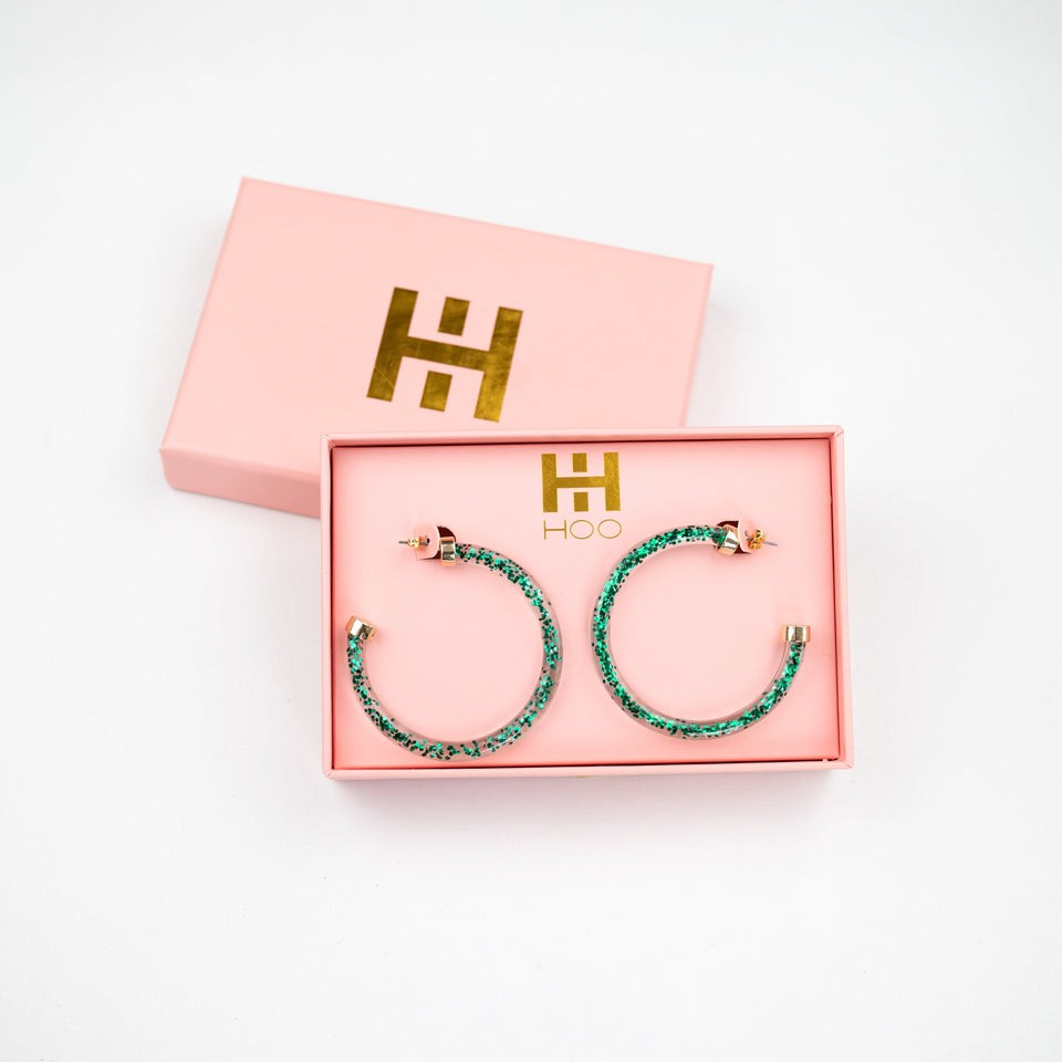 Hoops - Green Glitter