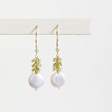 Peridot Coin Pearl Earrings