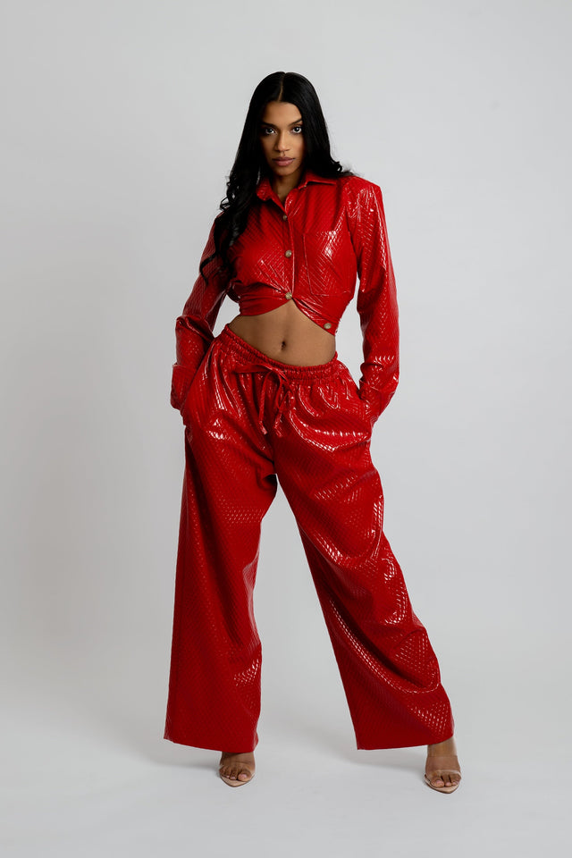 Celeste Quilted Vegan Leather Button-Up
